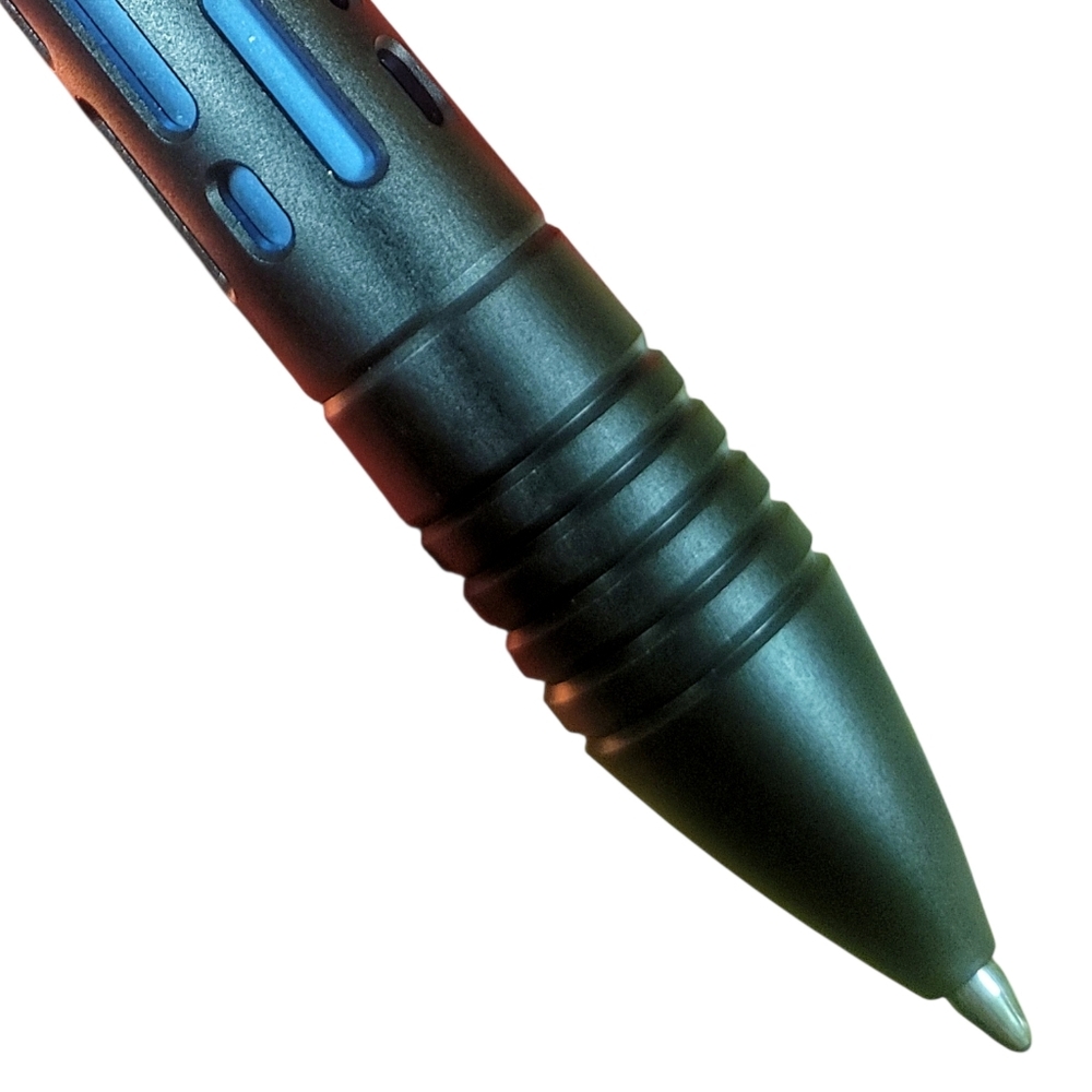 Chaves Knives // Vertical Lines Clicker Pen // Exclusive Black & Blue Ano - Picture 10 of 16